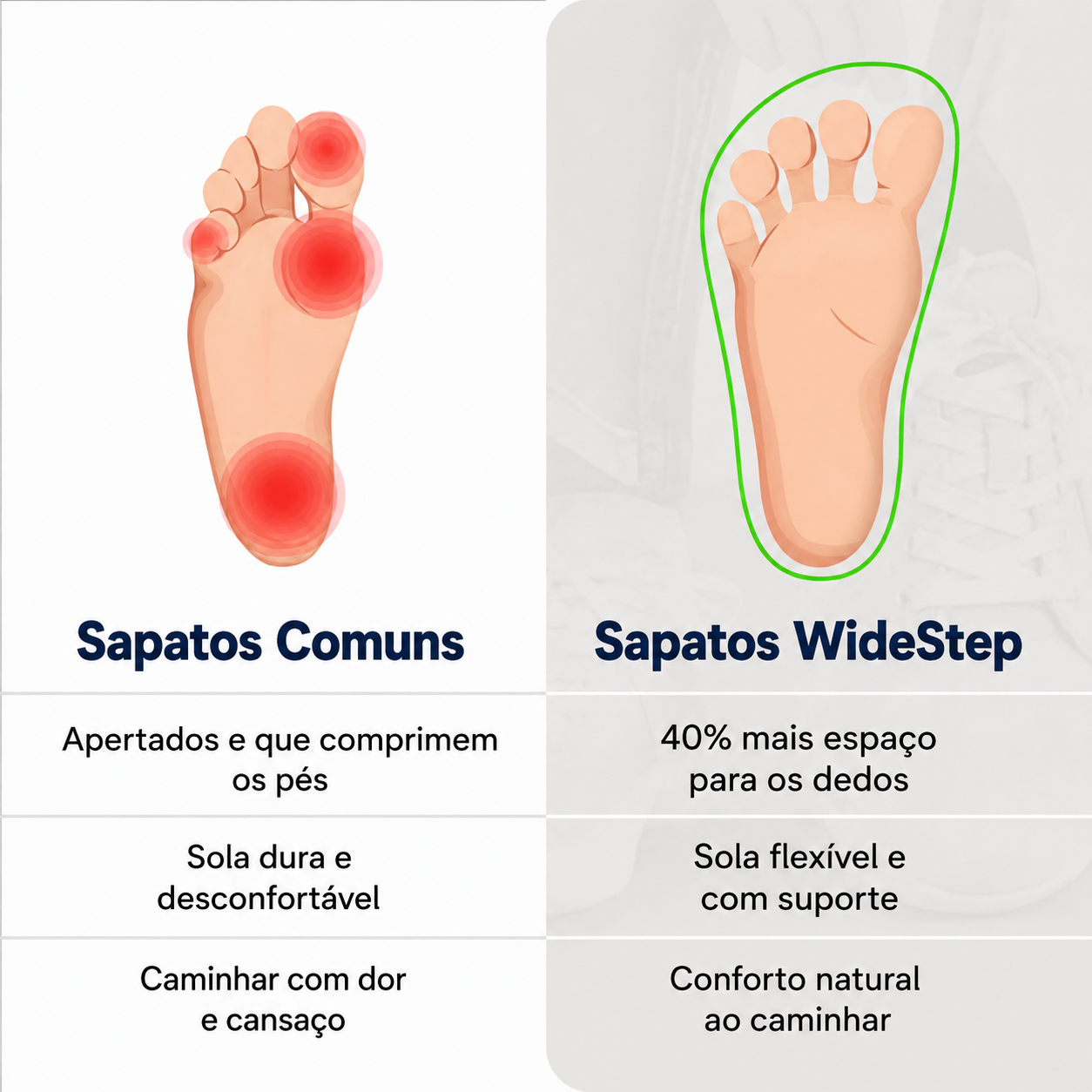 OrtoWas WideStep™ - Sapatos barefoot largos para pés cansados