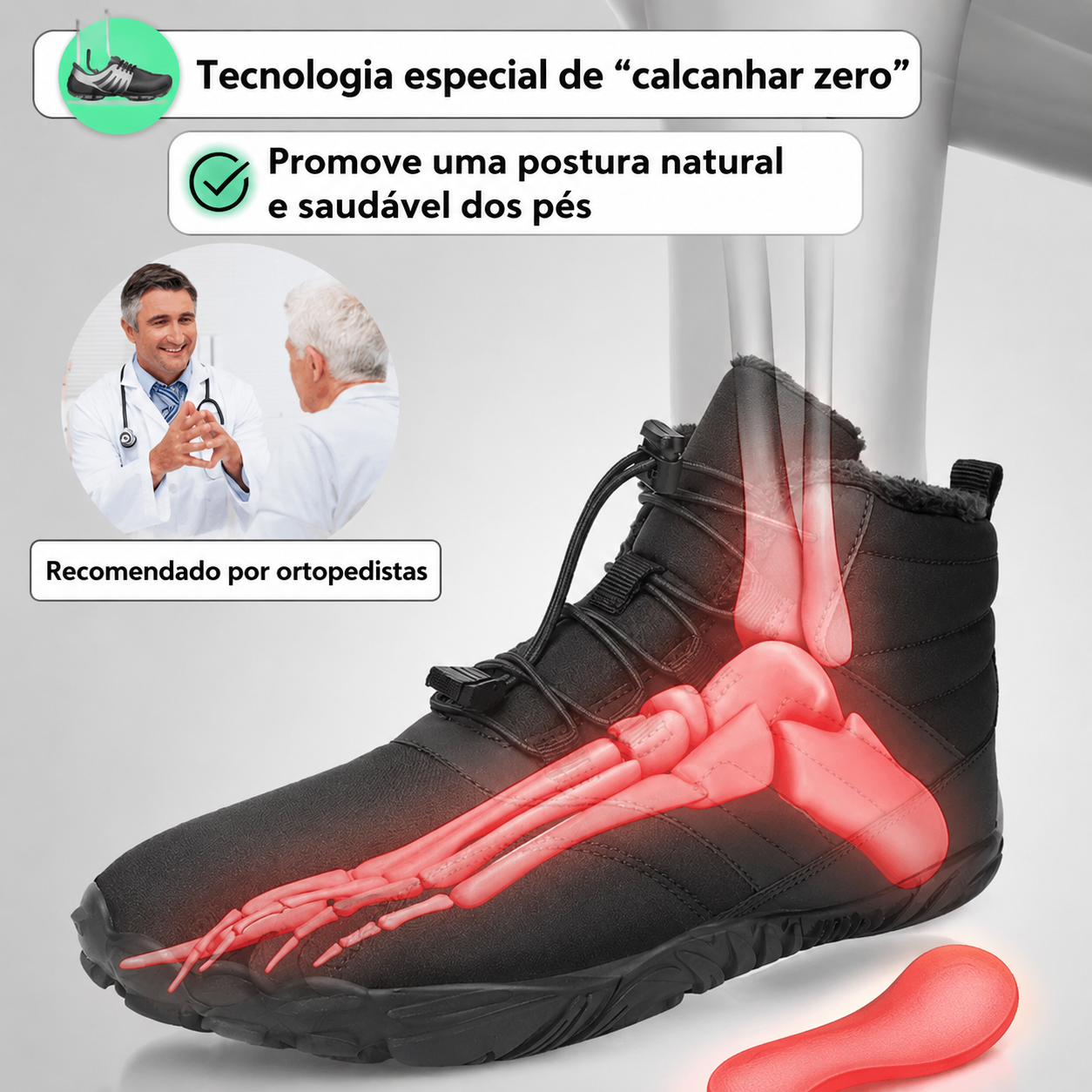 ORTOWAS Alpine™ | sapatos Barefoot - quentes e aliviadores de dor