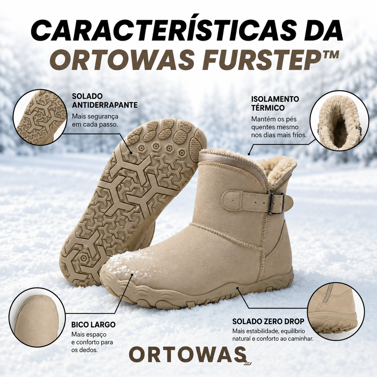 OrtoWas Furstep™ | Sapatos Barefoot quentes e aliviantes para mulheres